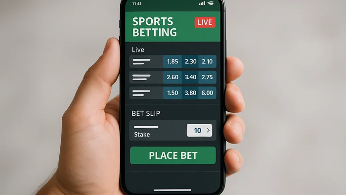 Sportwetten-App auf einem Smartphone mit Live-Quoten