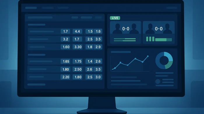 Übersicht einer Online-Sportwetten-Plattform mit Quoten und Wettmärkten